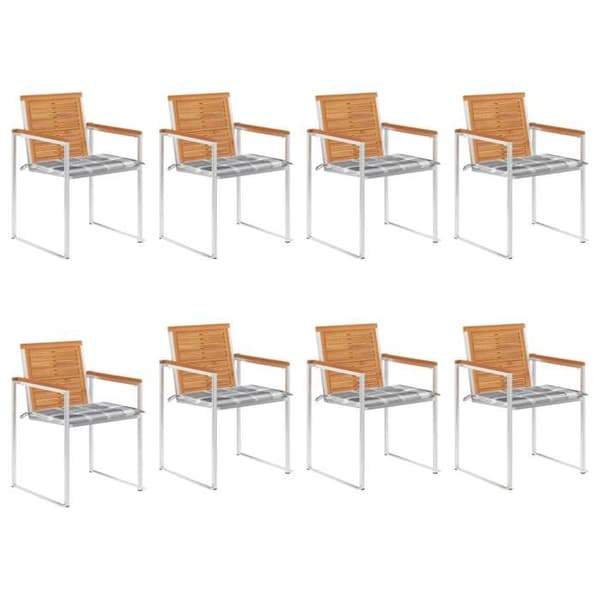 Maison Exclusive - Trädgårdsstolar set om 8 med kuddar i solid akaciaträ