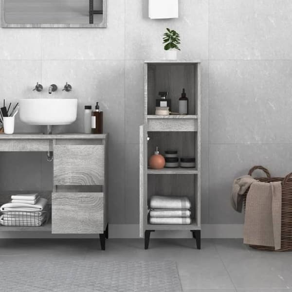 Maison Exclusive - Badeværelsesskab sonoma grå 30x30x100 cm