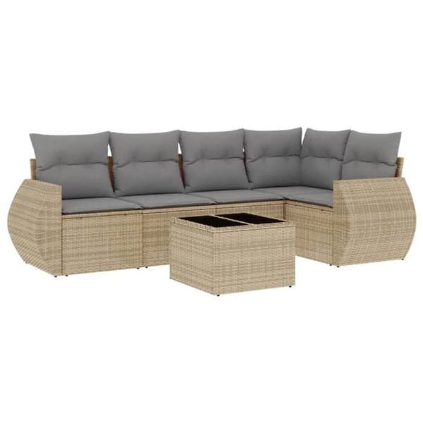 Maison Exclusive - Trädgårdsmöbler med kuddar 6 delar beige flätad resin