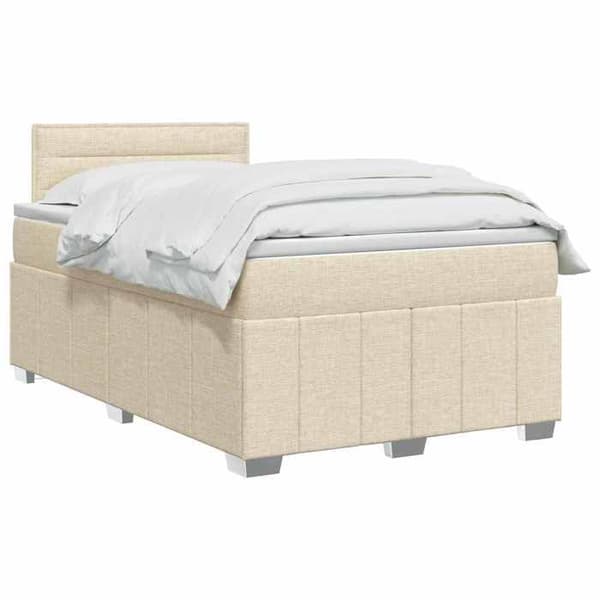 Maison Exclusive - Boxspring säng med madrass Crème 120 x 190 cm Tyg