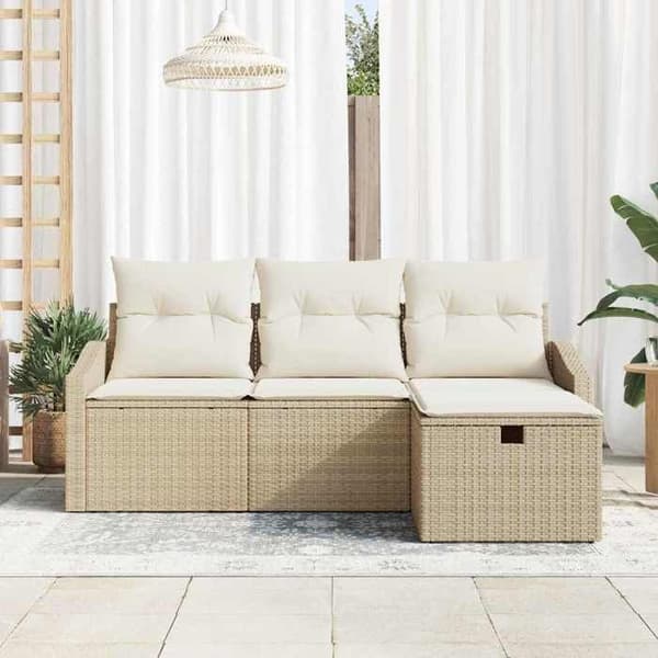 Maison Exclusive - 4 osan sohvasetti beige polyrottinki