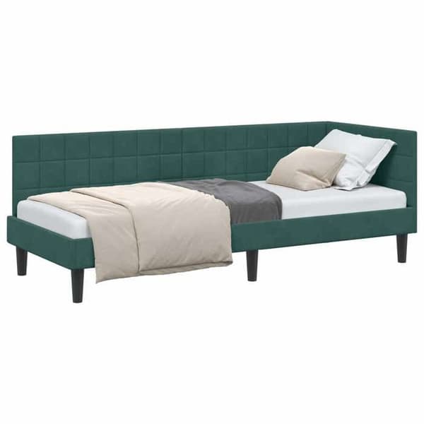Maison Exclusive - Mörkgrön hörnsängram 80 cm x 200 cm Sammet