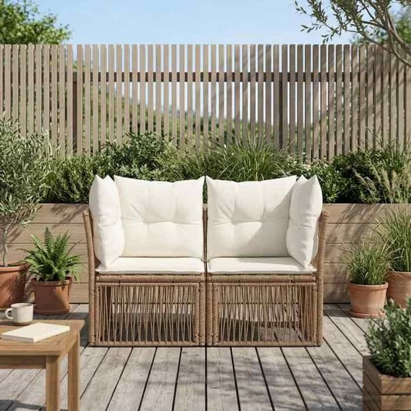 Maison Exclusive - 2-paikkainen puutarhatuoli Beige polyrotin