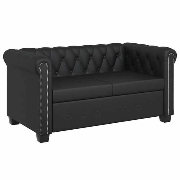 Maison Exclusive - Chesterfield 2-personers sofa i sort kunstlæder