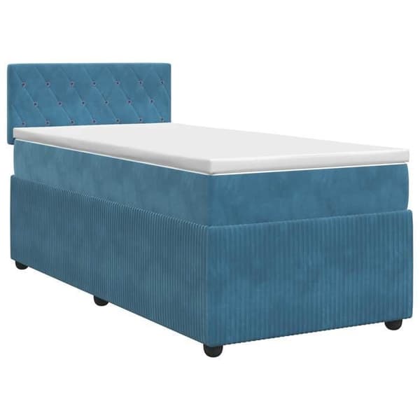 Maison Exclusive - Boxspring säng med madrass Mörkblå 100 x 200 cm Sammet