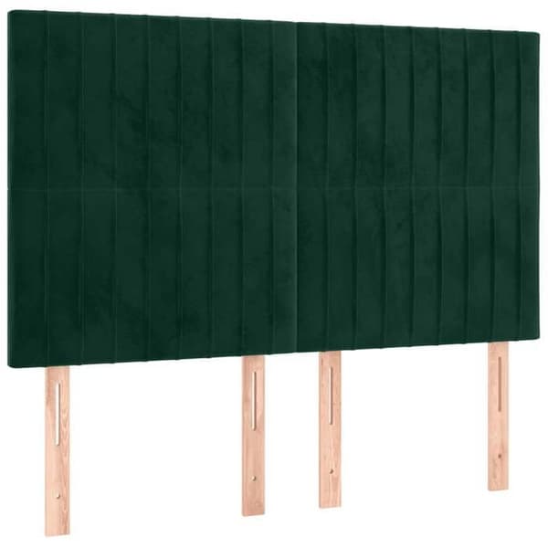 Maison Exclusive - LED-päätylevy Tummanvihreä 144x5x118/128 cm Sametti Mörkgrön