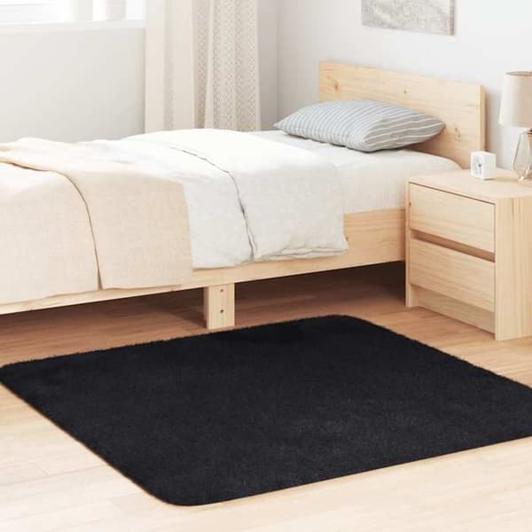 Tæppe shaggy - MAISON EXCLUSIVE - NAVARRA - Sort - 120x120 cm - Antiskrid polyester svart