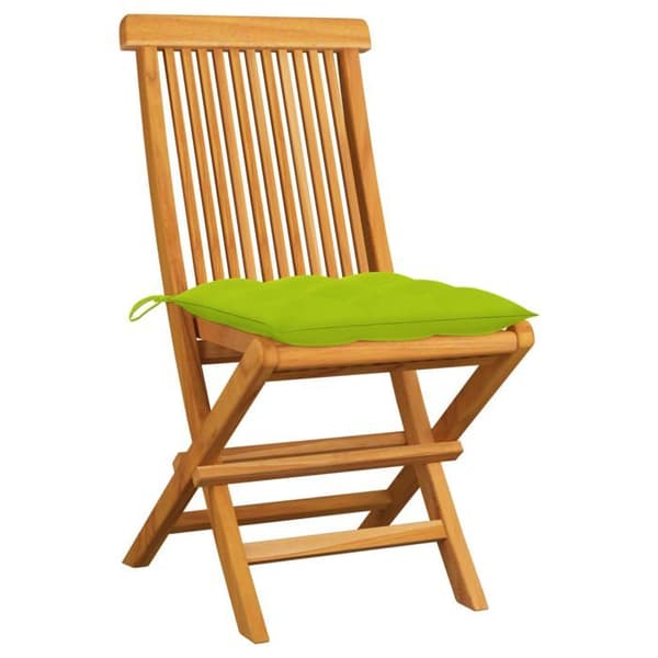 Maison Exclusive - Fällstolar med kuddar i klargrön 2 st massiv teak Ljusgrön (kuddar)