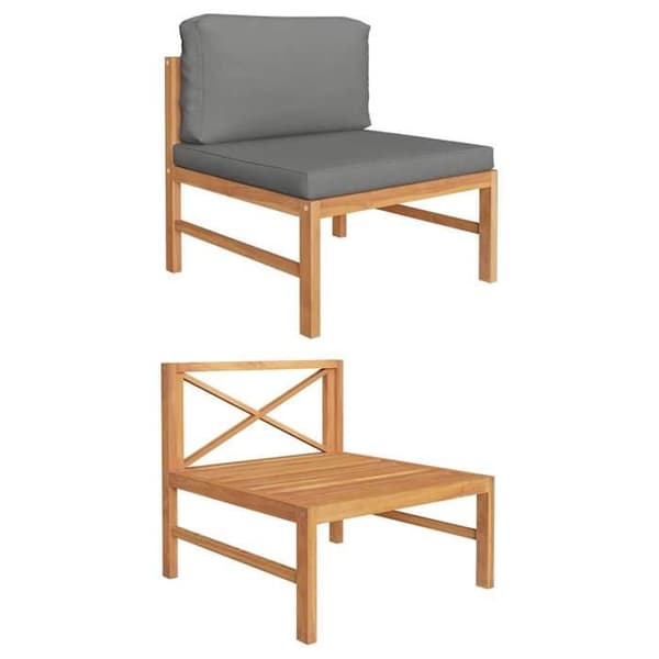 Maison Exclusive - Central soffa med mörkgrå kuddar i solid teakträ Mörkgrå