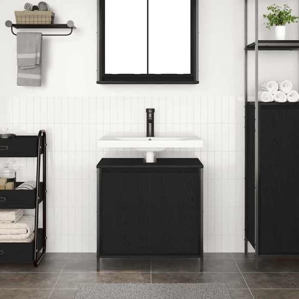Under-vask skab - EKSKLUSIV HUS - 60x34,5x60 cm - Sort - Spånplader - Justerbare fødder Svart