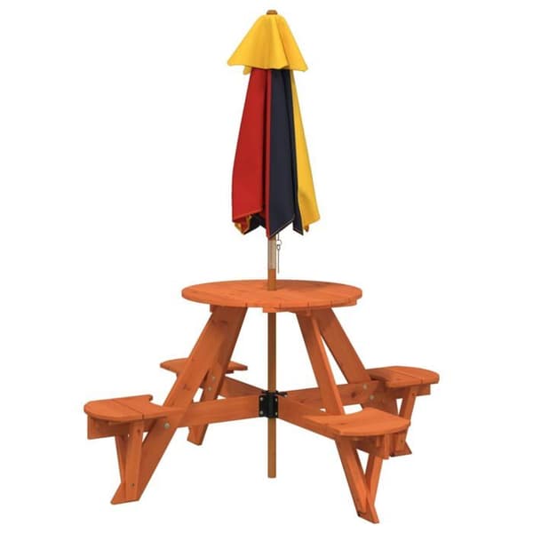 Maison Exclusive - Picnicbord til 4 børn med rund parasol i gran