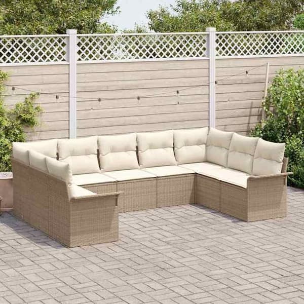 Maison Exclusive - Puutarhakalustesarja beige polyrottinkipatjalla