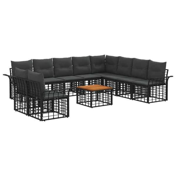 Maison Exclusive - Sæt af 11 udendørs sofaer i sort og mørkegrå