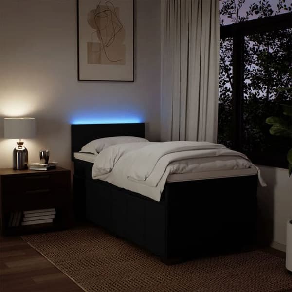 Maison Exclusive - Seng med lamelbund og madras Sort 90x200 cm Stof