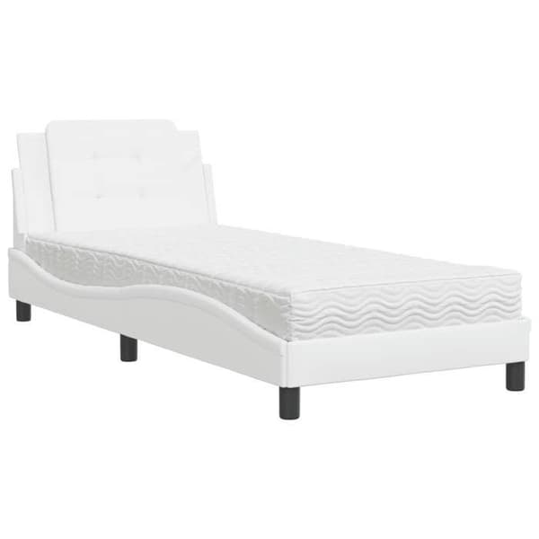 Sengestel - EKSKLUSIV HUS - Zadar - 100x200 cm - Syntetisk læder hvid - Lamelseng Vit