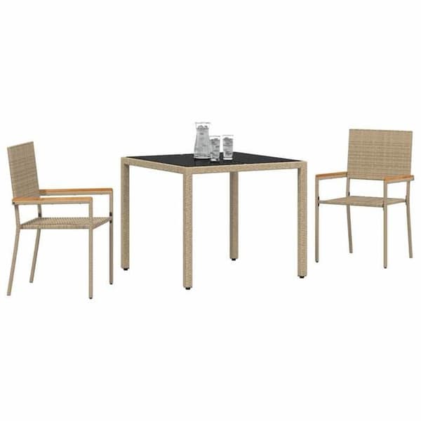 Maison Exclusive - 3 osan puutarhaterassipöytäryhmä, beige polyrottinki beige