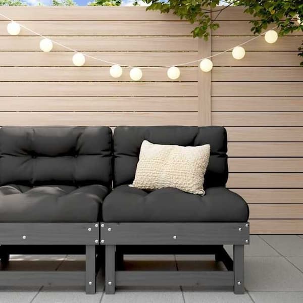 Maison Exclusive - Central soffa med grå kuddar i massivt furu Grå (kuddar)