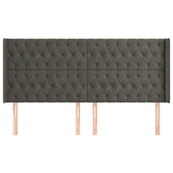 Maison Exclusive - Päätylevy korvilla Tummanharmaa 203x16x118/128 cm Sametti Mörkgrå