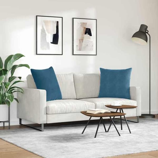 Sofa puder - EKSKLUSIV HUS - Moderne - 80 x 80 cm - Blå fløjl - Sæt af 2 Blå