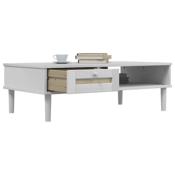 Maison Exclusive - Soffbord SENJA vit rottenglas 100x55x33 cm massivt trä Vit