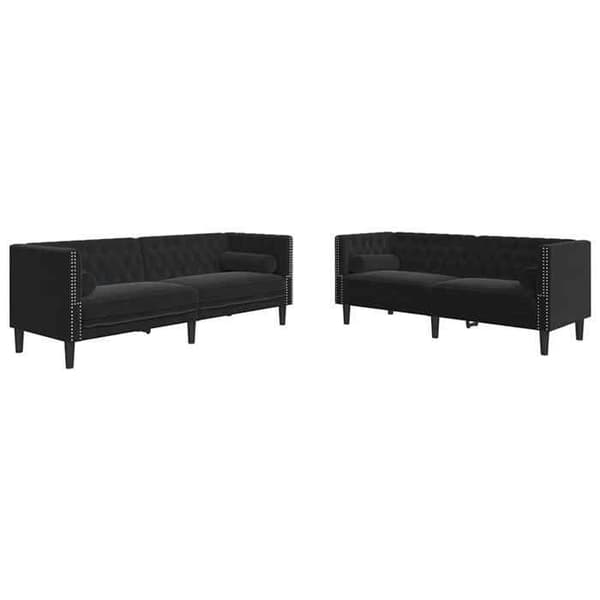 Maison Exclusive - Chesterfield sofa sæt med 2 stk. sorte velourpuder
