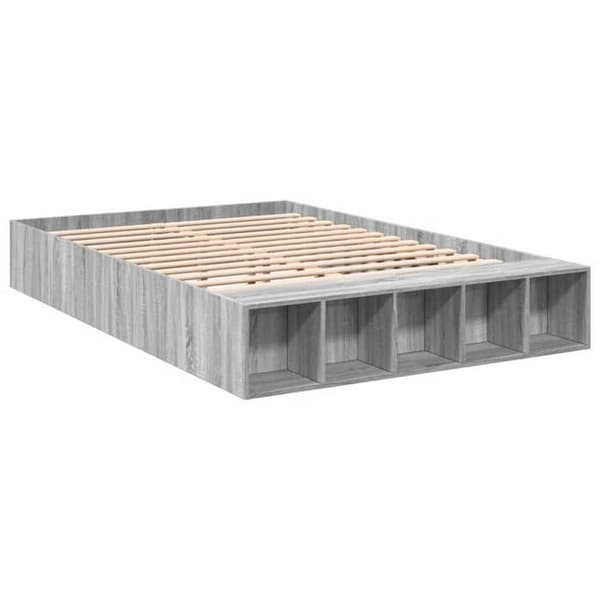 Sengestel - EKSKLUSIV HUS - 150 x 200 cm - Sonoma grå - Med opbevaring - Lamelseng Sonoma grå