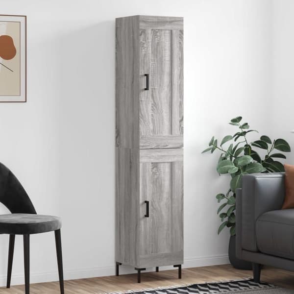 Maison Exclusive - Buffé hög Sonoma grå 34,5x34x180 cm Ingenjörsträ Sonoma grå