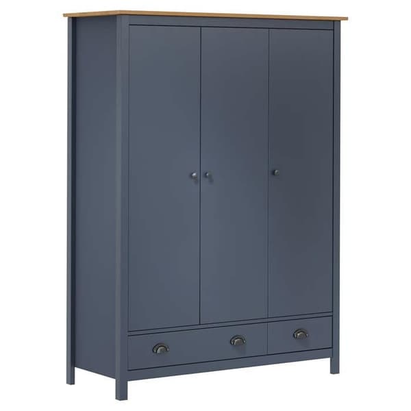 Maison Exclusive - Garderobe med 3 døre Hill Grå 127x50x170 cm Solid fyr Grå
