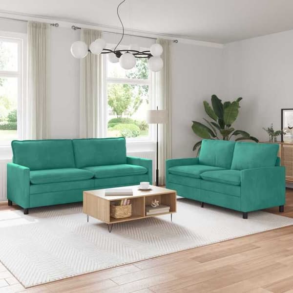 Maison Exclusive - 2 kpl sohvasetti turkoosi sametti