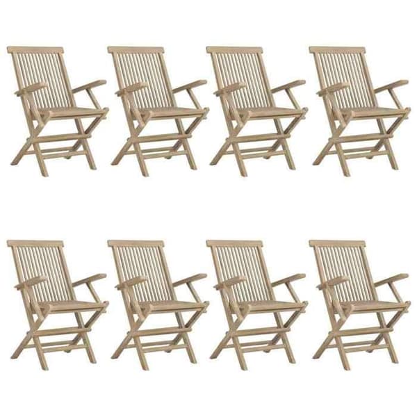 Maison Exclusive - Fällbara stolar 8 stycken grå 56x61x89 cm i massivt teakträ Grå
