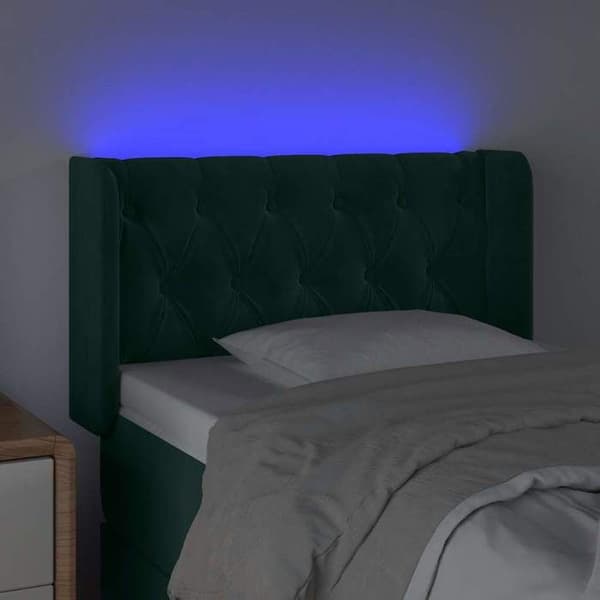 Maison Exclusive - LED-päätylevy tummanvihreä 83x16x78/88 cm sametti mörkgrön