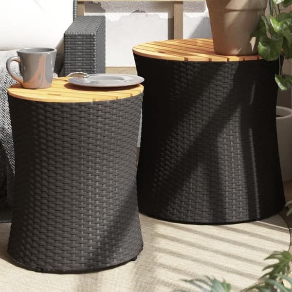 Maison Exclusive - Haveborde 2 stk med sort træ poly rattan