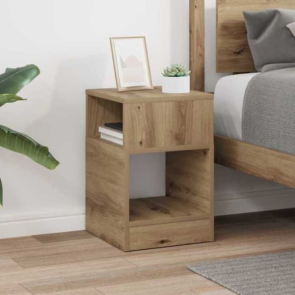Sidebord - MAISON EXCLUSIVE - Håndlavet eg - 30,5x30x45 cm - Spånplader - Opbevaring