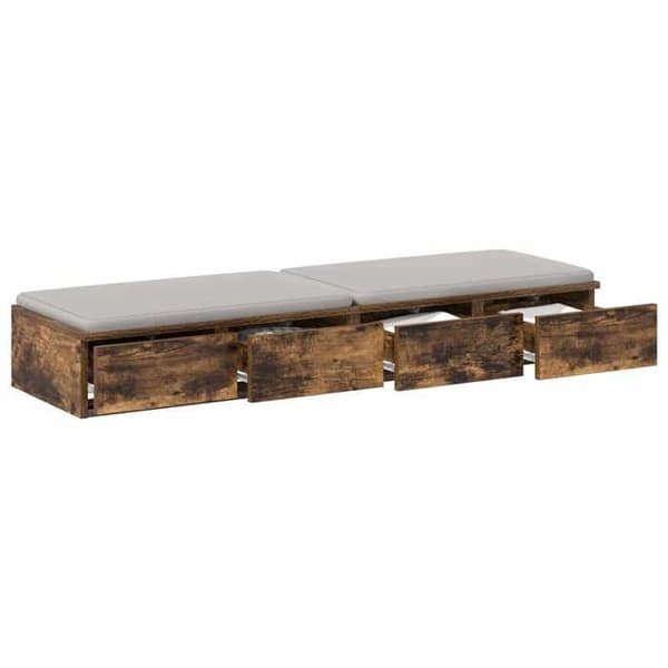 Sengekufferter - EKSKLUSIV HUS - Røget eg - 120 x 36,5 x 16,5 cm - Spånplader - Berøringsåbning Rökt ek