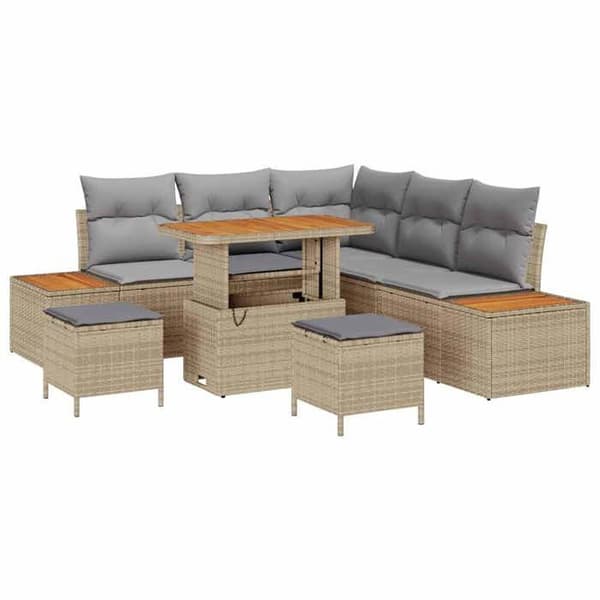 Maison Exclusive - 8-osainen puutarhakalustesarja 7-hengen Beige
