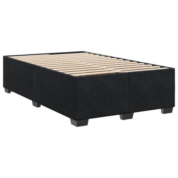 Sengestel - EKSKLUSIV HUS - 120x190 cm - Sort velour - Lamelseng - Robuste ben Svart
