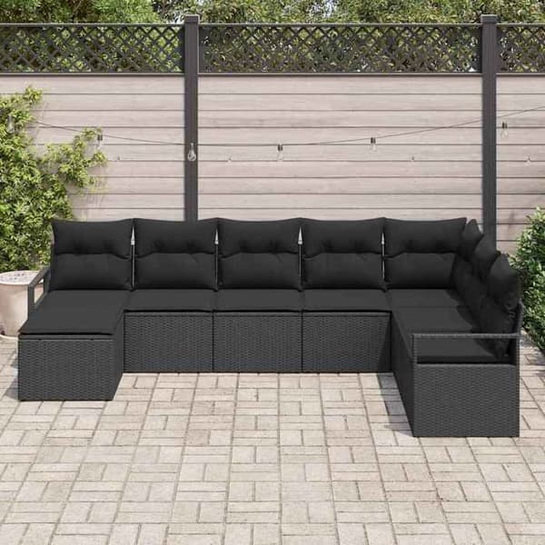 Maison Exclusive - 8-delars soffgrupp i svart polyrotting