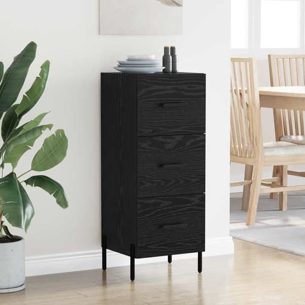 Maison Exclusive - Buffet Sort egetræ 34 x 34,5 x 90 cm Ingeniørtræ svart ek