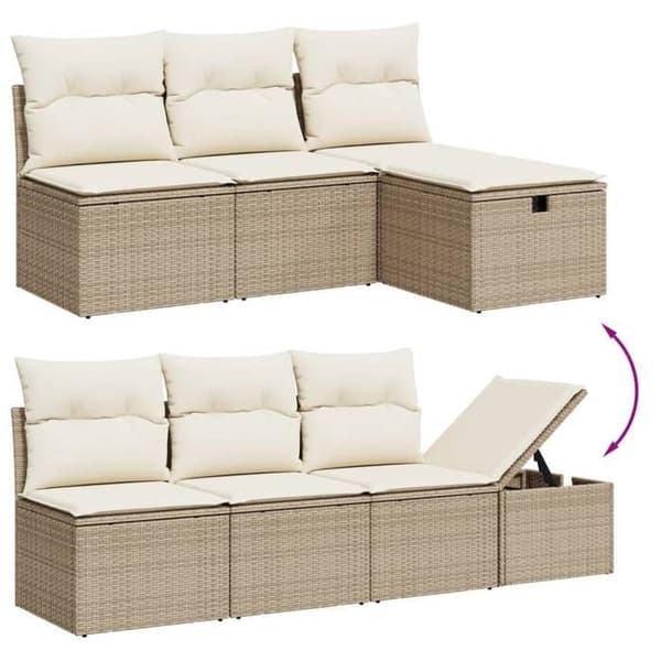 Maison Exclusive - Trädgårdsmöbler med kuddar 8 delar beige flätad resin