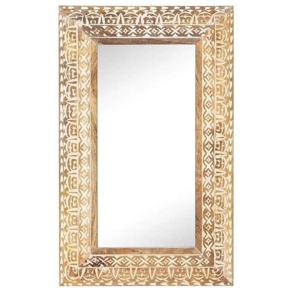 Maison Exclusive - Håndskåret spejl 80x50x2,6 cm Solid mangotræ