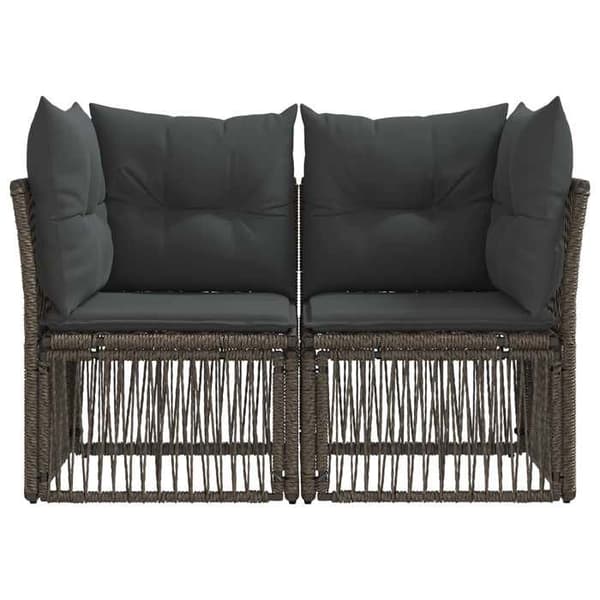 Havemøbel 2 pladser - MAISON EXCLUSIVE - Modulerbar - Grå - Poly rattan & stål - Aftagelige betræk Grå