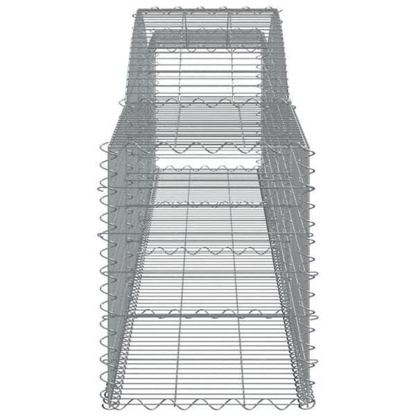 Gabionkorgar - Arqués 2 st - 400×50×60/80 cm - Galvaniserat stål - Tråd 3,5 mm silver-