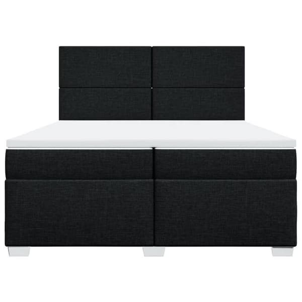 Maison Exclusive - Sengebund med lameller og madras sort 200x200 cm stof