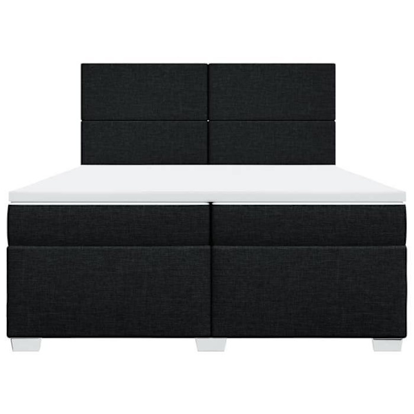 Sengestel med madras - Lamelseng - Sort - 200x200 cm - Indbyggede LED