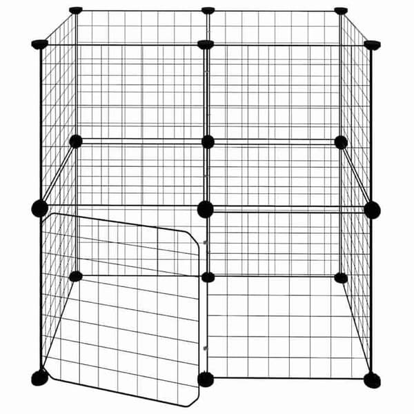 Maison Exclusive - Kæledyrbur med 12 paneler og dør Sort 70x35x70 cm