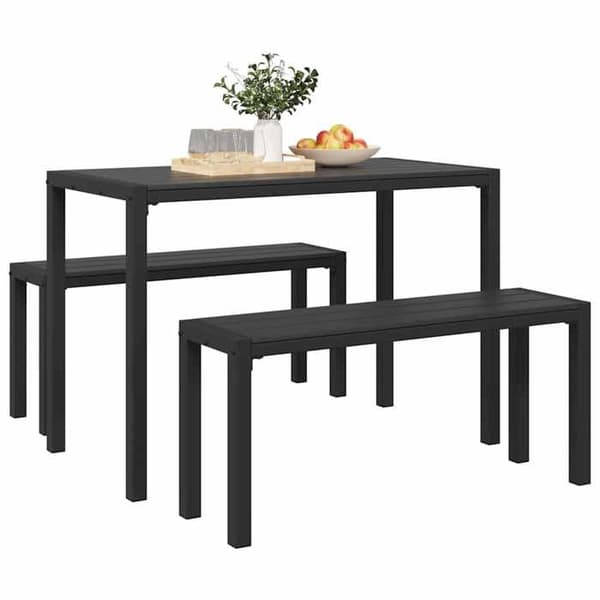 Trädgårdsmöbler - EXKLUSIVT HUS - 3-delat set - Robust stål - Antracit - 2 bänkar + bord antracit
