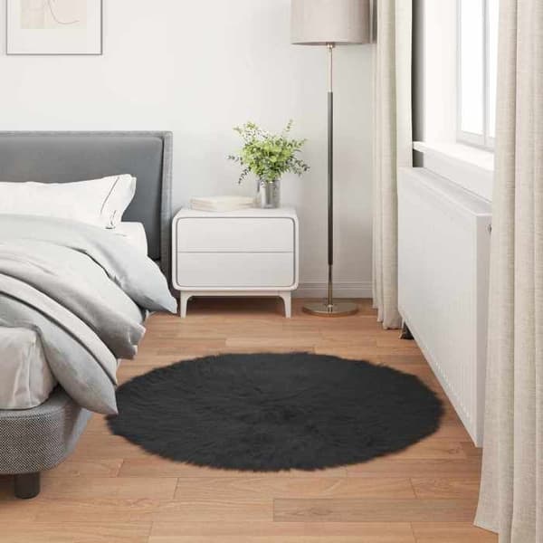 Maison Exclusive - Väärennetty TAFALLA-matto Musta Ø 100 cm Polyesteri Svart