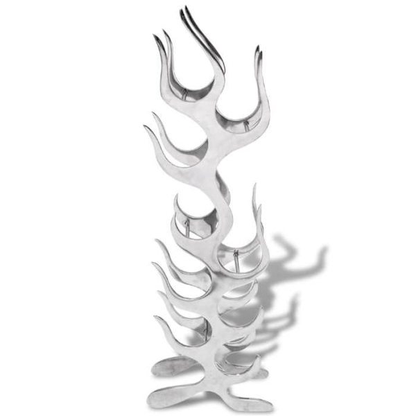 Flaskställ - Maison Exclusive - Silver aluminium - Designerflamformad - 9 flaskor Silver