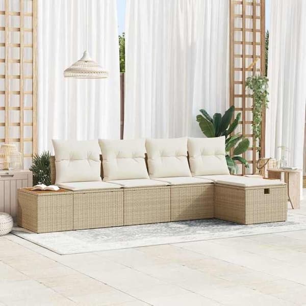Maison Exclusive - 6-delars trädgårdsoffset i beige polyrotting beige