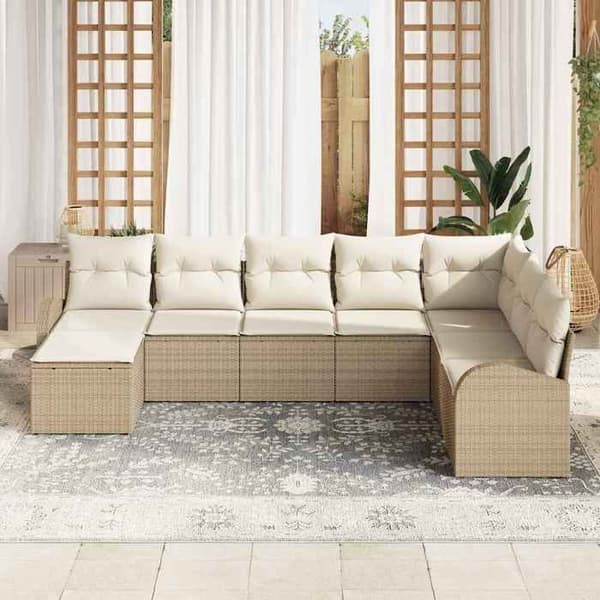 Trädgårdsmöbelset - EXKLUSIV HEM - Modulär - Beige - 8 platser - Väderbeständig polyrotting beige